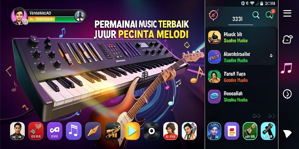 Tampilan layar 333I yang menarik dengan gameplay Musik yang seru.