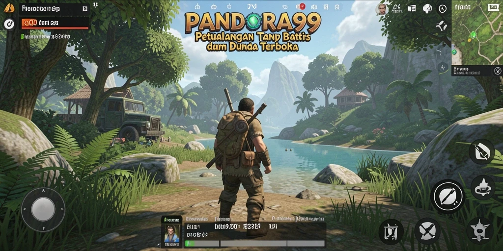 Screenshot utama PANDORA99 menampilkan dunia terbuka yang luas dan indah.