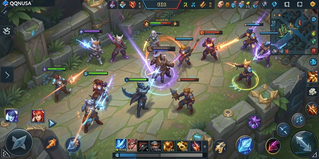 Tangkapan layar gameplay QQNUSA yang menampilkan pertempuran menarik di arena.