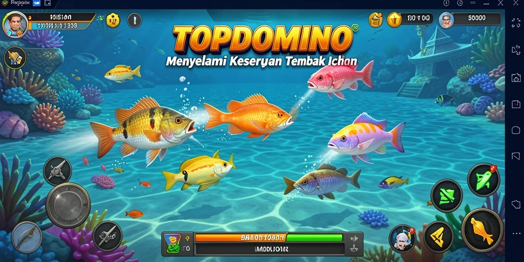 Tangkapan layar menunjukkan serunya gameplay Tembak Ikan di TOPDOMINO.